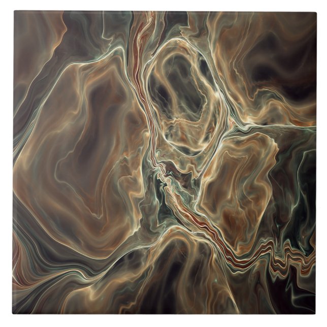 Marrom Fumê e Salvia Abstrato Fluido (Frente)