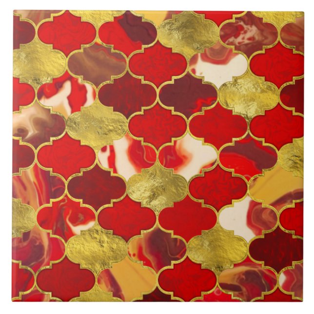 Marroquino Trellis Reds e Dourado (Frente)