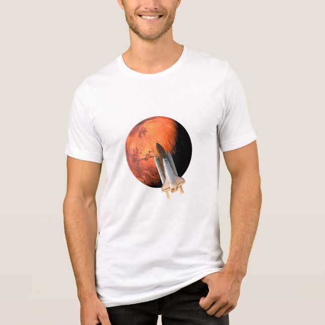 Mars Mission Rocket T-Shirt - Exploração Espacial (Frente)
