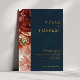 Marsala Autumn Floral | Convite para Marinho