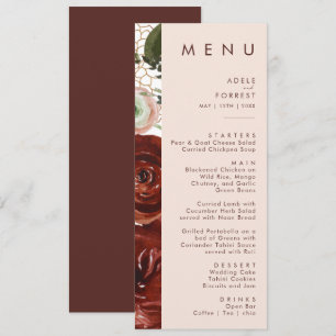 Marsala Autumn Floral   Menu Janto Blush Wedding