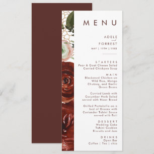 Marsala Autumn Floral   Menu Janto Casamento Branc