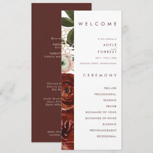 Marsala Autumn Floral Programa Casamento Branco