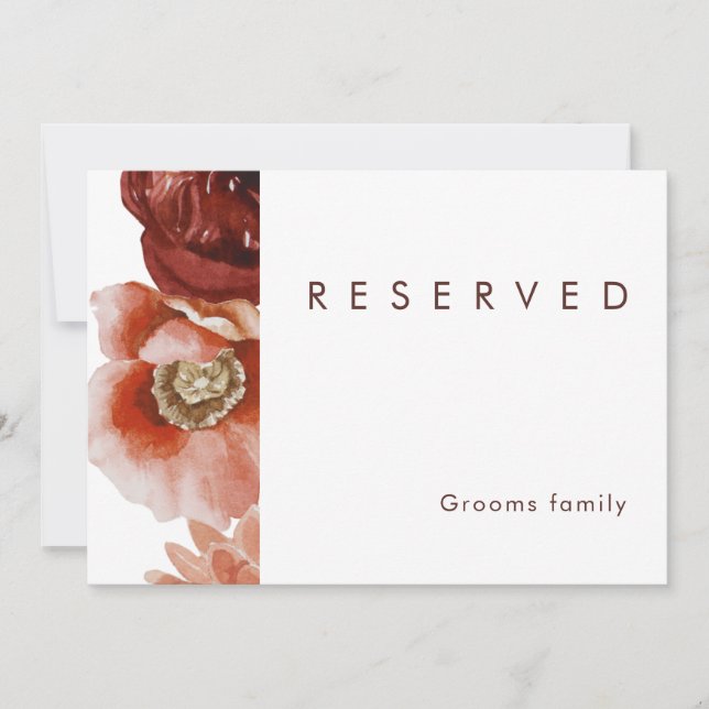 Marsala Autumn Floral | Sinal branco reservado (Frente)