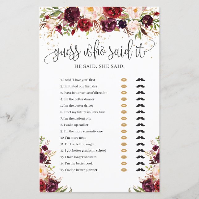 Marsala burgundy, palpite floral, que disse jogo (Frente)