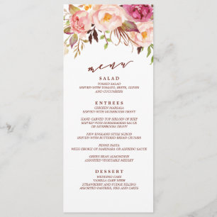 Marsala e menu do casamento do jardim de Boho do