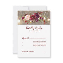 Marsala Flores Rustic Wedding RSVP