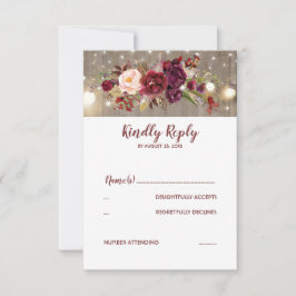 Marsala Flores Rustic Wedding RSVP