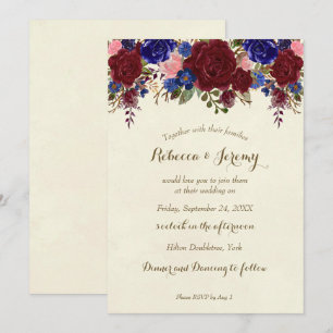 marsala marinho convite para o casamento floral mo