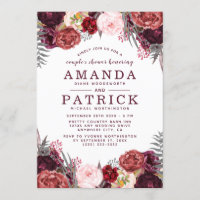 Marsala Peony Fall Boho Casais Convites Chás