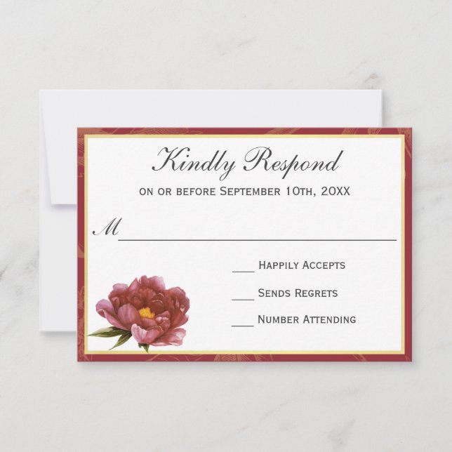 Marsala Splendor Watercolor Floral RSVP (Frente)