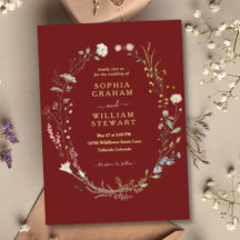 Marsala Watercolor Tema Wildflower Casamento de pr