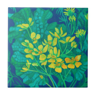 Marsh Marigold Summer Wildflower Pintura Floral