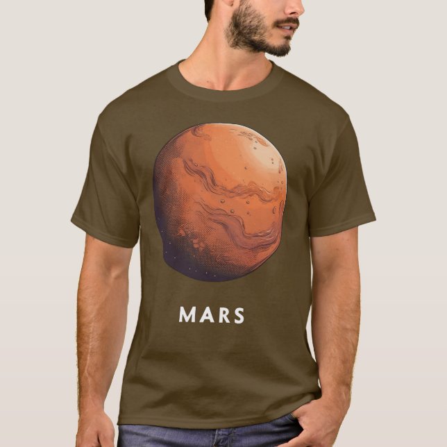 Marte / Mars - Camisa T de Tee Planeta Clássica (Frente)