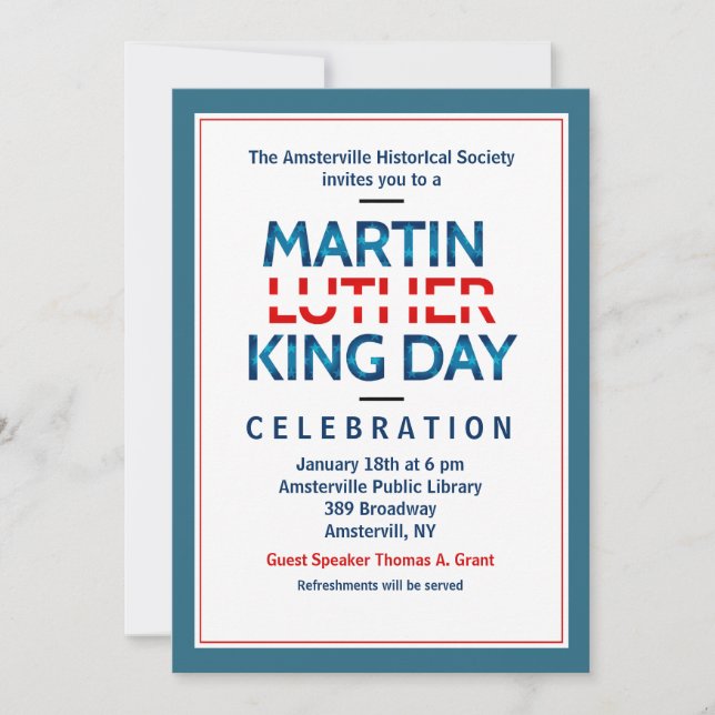 Martin Luther King Jr. Convite (Frente)