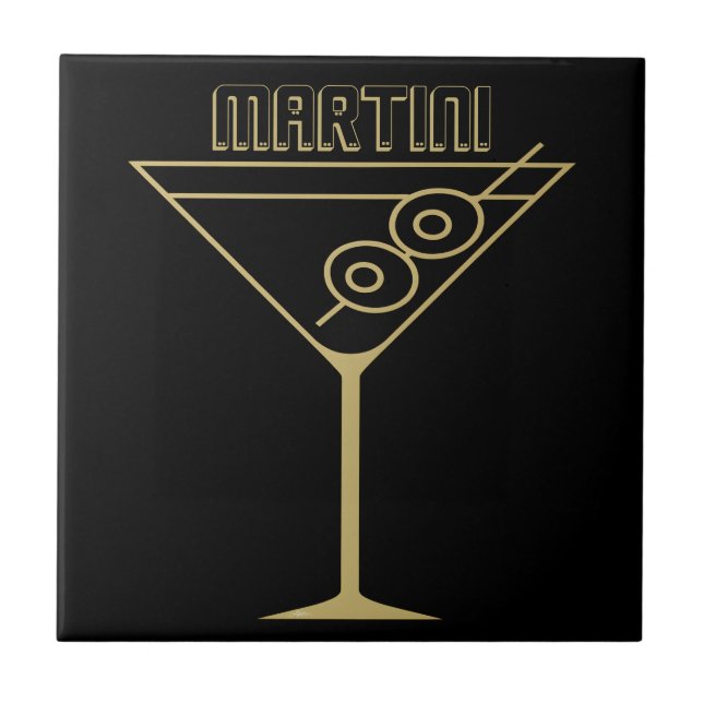 Martini de azeitona verde dourado estilo Mid Centu (Frente)
