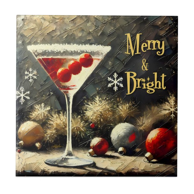 Martini de Natal de Cranberry Triplo Retro dos Ano (Frente)