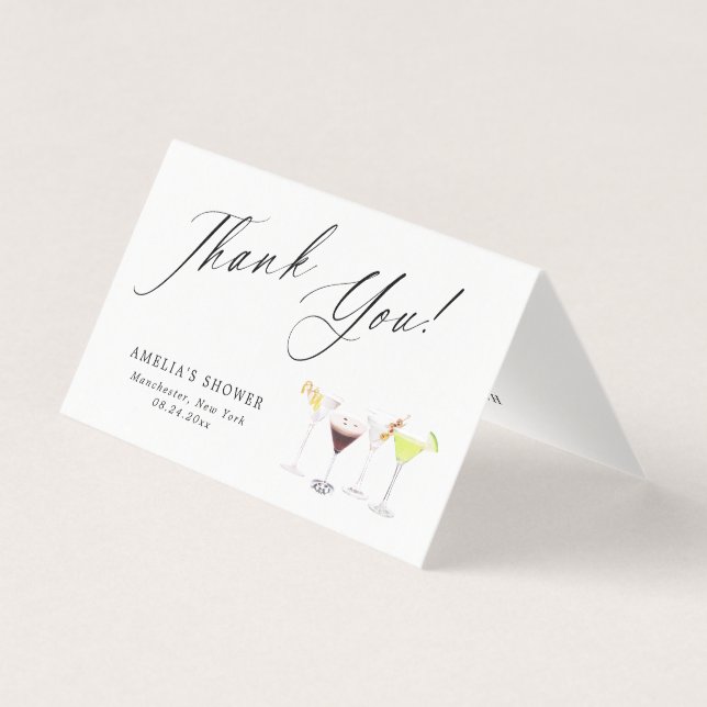 Martinis & Matrimony Chá de panela Obrigado (Frente)