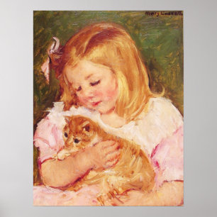 Mary Cassatt - Sara segurando um Impressão de retr