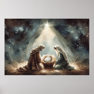 Mary & Joseph Birth de Jesus Cristo Impressão