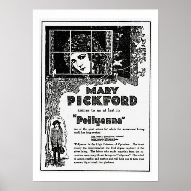 Mary Pickford Pollyanna Movie Ad Impressão (Frente)