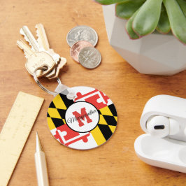 Maryland Flag Monograma Personalizado Chaveiro