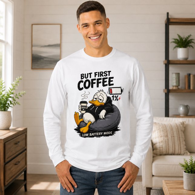 MAS PRIMEIRO CAFÉ Camisa Divertida de Café Present (Criador carregado)