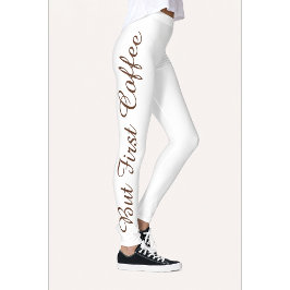 Mas Primeiro Leggings Estampadas de Café