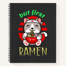 Mas primeiro Ramen, gato bonito comendo Ramen.