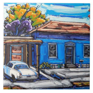 "Máscara azul, o azulejo decorativo do bairro de