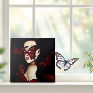 Máscara de Borboleta Vermelha Mulher Fantasia Góti