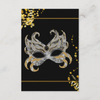Máscara de Confete Preto Dourado Convite Festa Mas