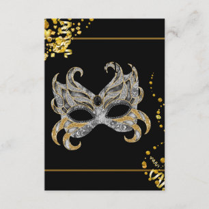 Máscara de Confete Preto Dourado Convite Festa Mas