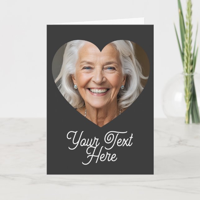 Máscara de coração com foto personalizada e cartão (Frente)