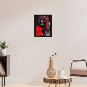 Máscara de Gás Trash Polka Vermelho Preto Poster G