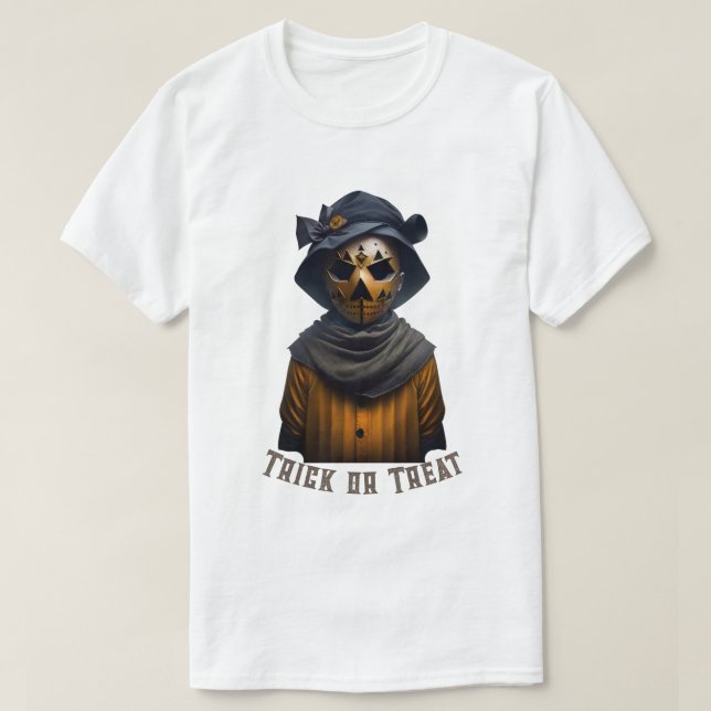 Máscara de Halloween em Camiseta com Capuz (Frente do Design)