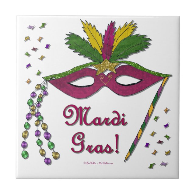 Máscara de Mardi Gras Contas de Pena (Frente)