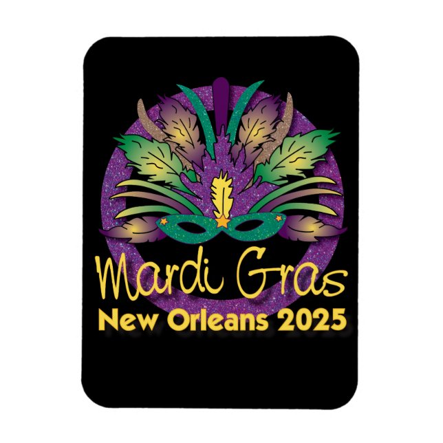 Máscara de Mardi Gras Ímã - 2025 - Nova Orleans (Vertical)