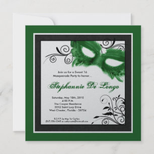 Máscara de Mascarada Verde 5x5 16 Convite de Anive