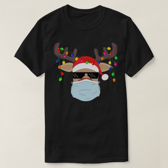 Máscara de Natal, camisa fofa de renas Rudolph (Frente do Design)