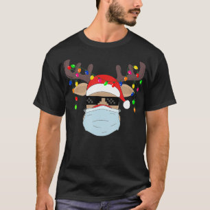 Máscara de Natal, camisa fofa de renas Rudolph