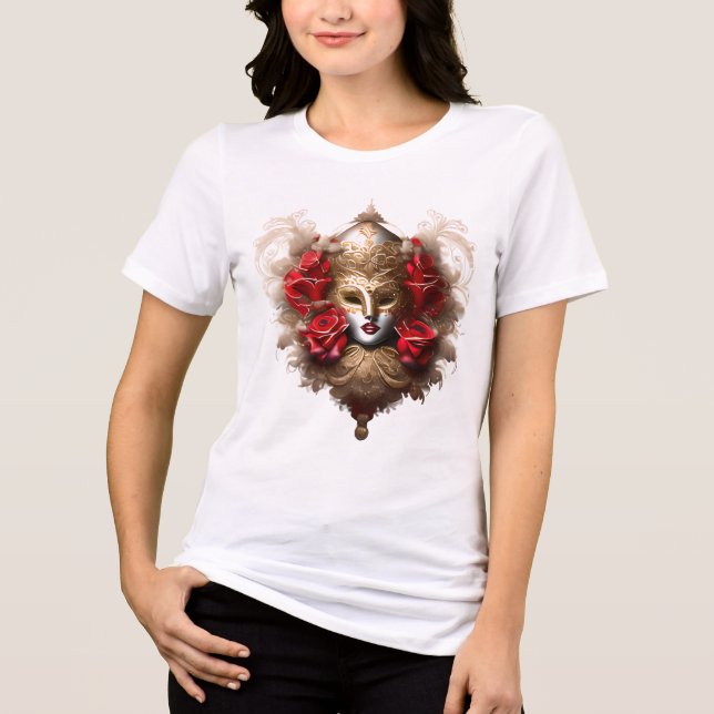 Máscara de rosa vermelha de ouro com máscara de ma (Frente)