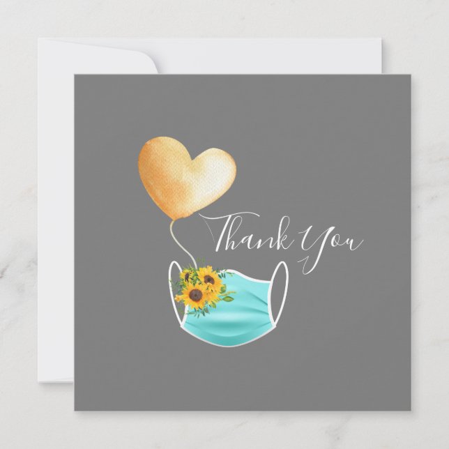 Máscara de rosto e flores Obrigado (Frente)