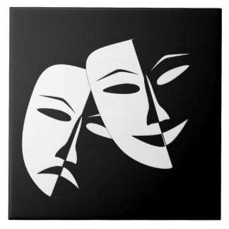 Máscara de Teatro Branco e Preto da Tragédia da Co