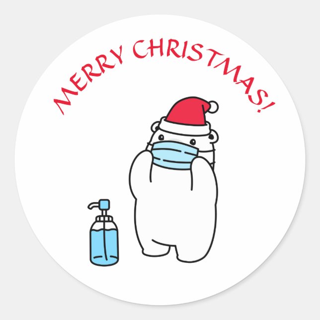 MÁSCARA DE URSO DE NATAL E ADESIVO REDONDO DE CHAP (Frente)