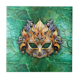 Máscara decorativa sobre o Travesseiro verde-brilh