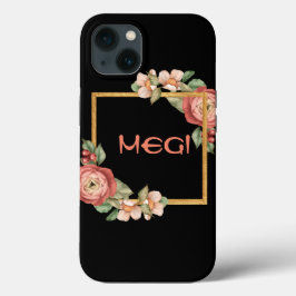 Máscara floral preta com a sua capas de iphone de