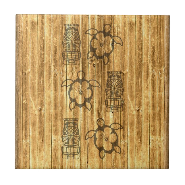 Máscara havaiana de Honu e de Tiki (Frente)