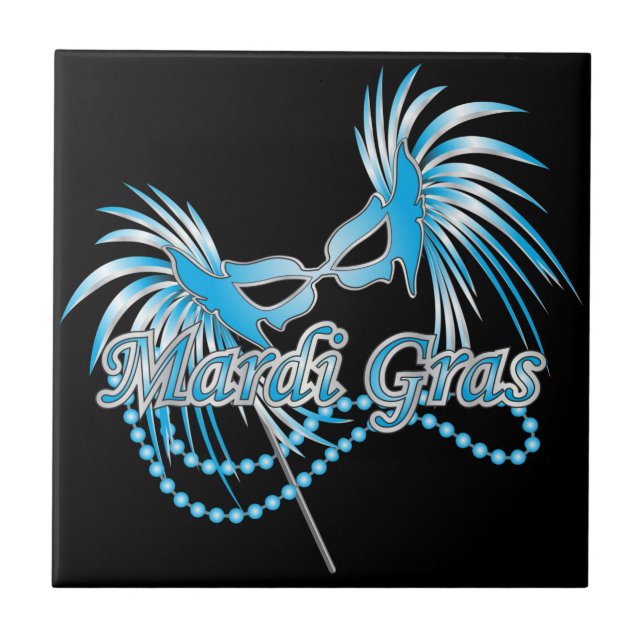 Máscara Mardi Gras Azul (Frente)
