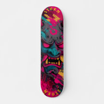 Máscara Oni de Grafite Urbano - Skate personalizáv